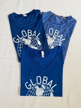 Men Blue Graphic Short Sleeve Tee Bundle 3 pcs sz L. T093
